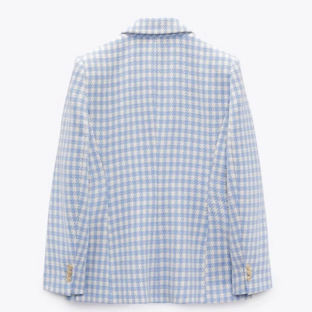 Zara Blue Houndstooth Blazer - Picture 2 of 6